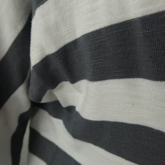 Soft Surroundings Striped Tie Sleeve Tunic Blouse Grey White Gray Medium - Picture 6 of 12